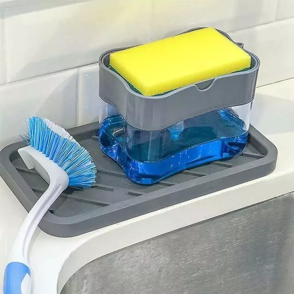 Dispensador de jabón con soporte para esponja