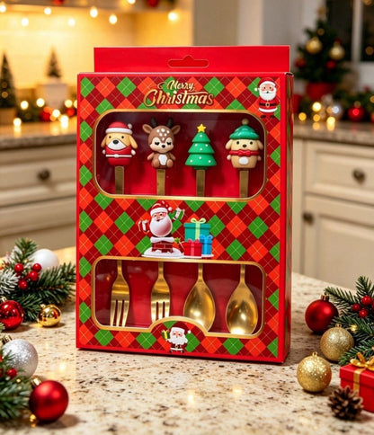 Set 4 cubiertos navideños