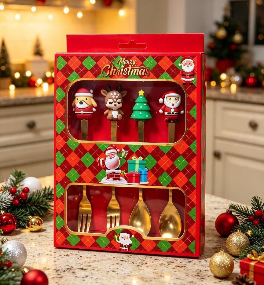 Set 4 cubiertos navideños