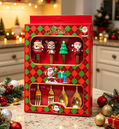 Set 4 cubiertos navideños