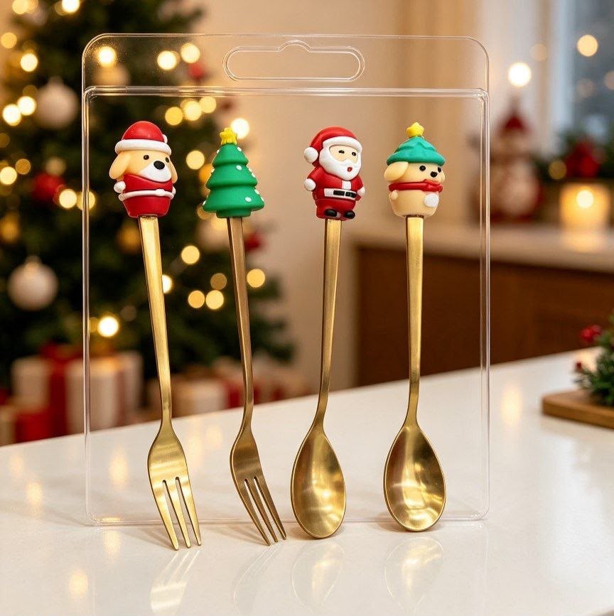 Set 4 cubiertos navideños