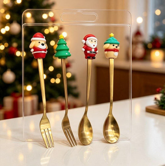 Set 4 cubiertos navideños
