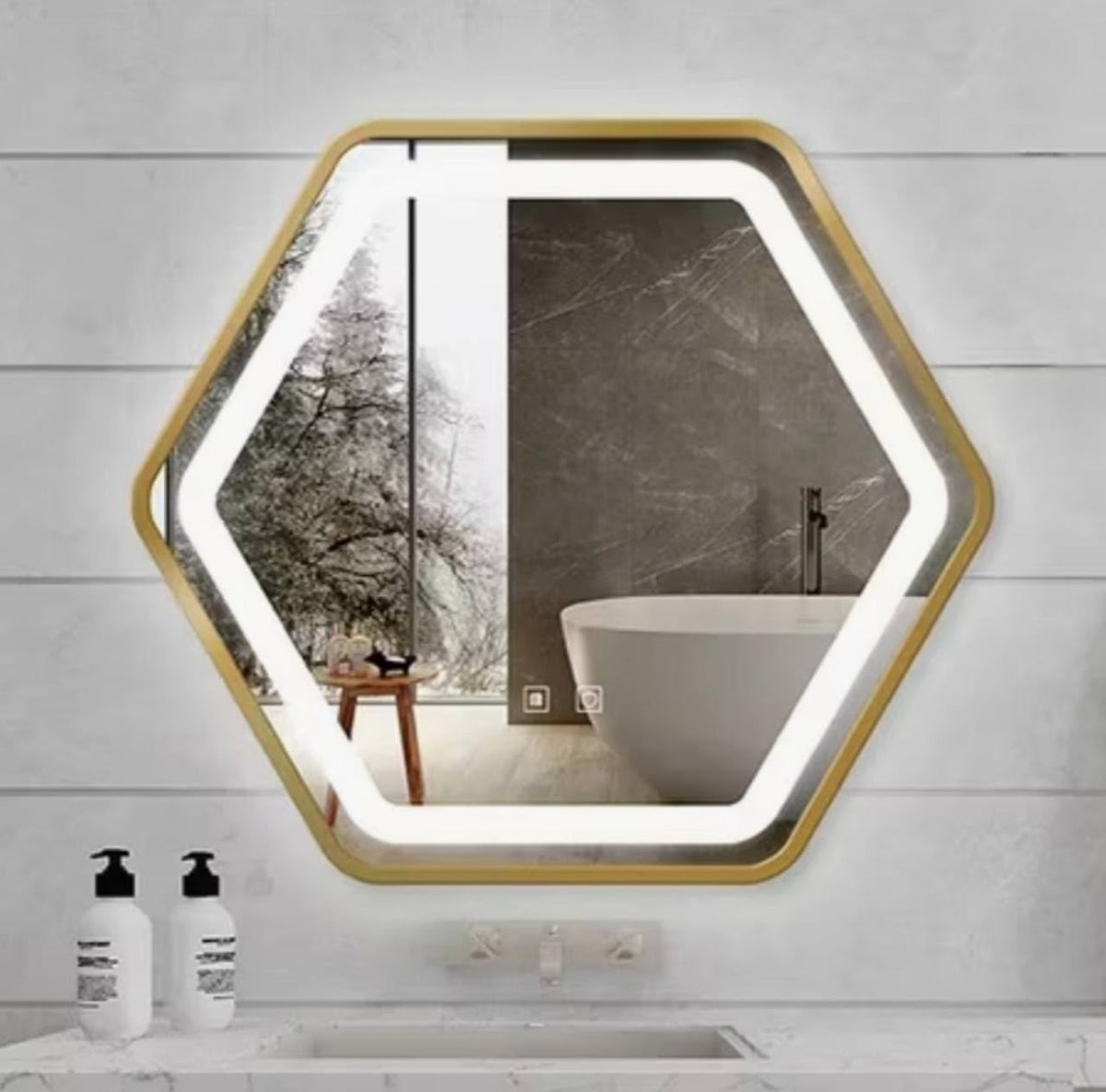Espejo led hexagonal 50x70