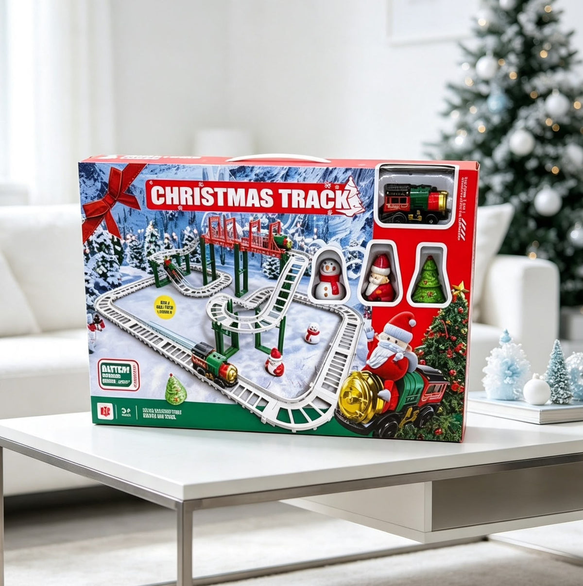 Tren con pista navideña