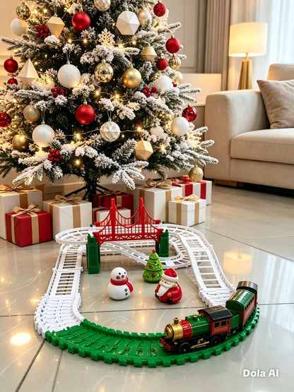 Tren con pista navideña