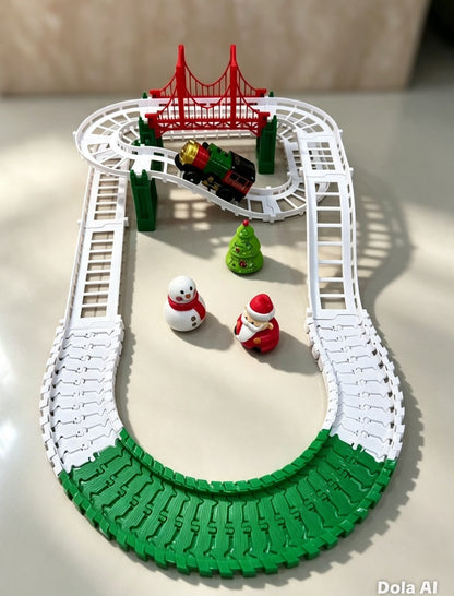 Tren con pista navideña