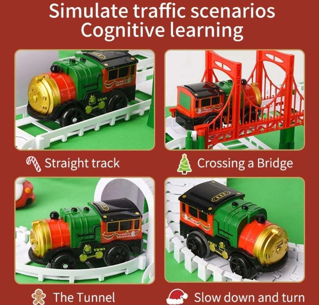 Tren con pista navideña