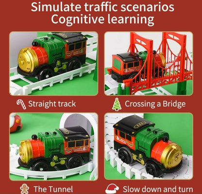 Tren con pista navideña