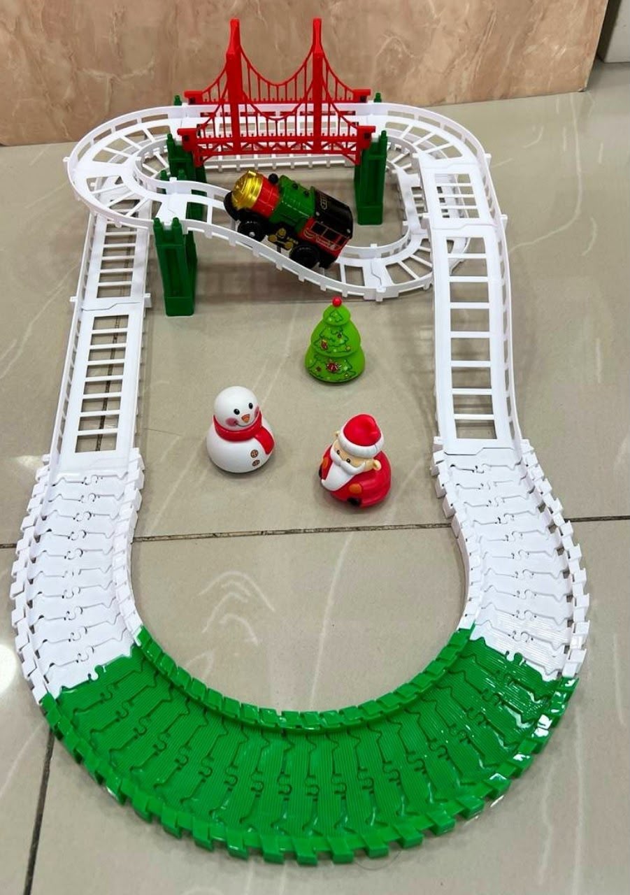 Tren con pista navideña