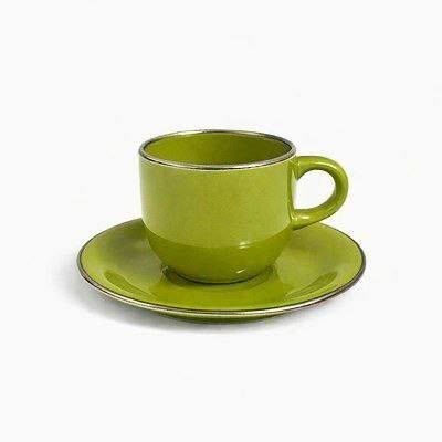 Set de 6 tazas + 6 platos verde manzana
