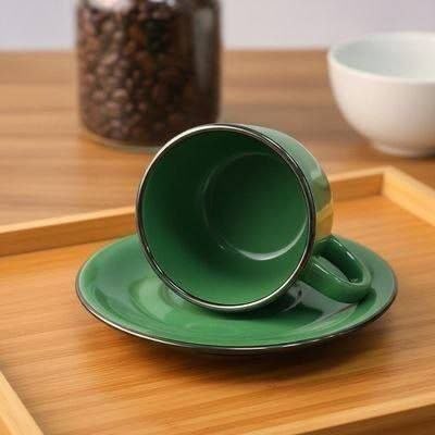 Set de 6 tazas + 6 platos verde
