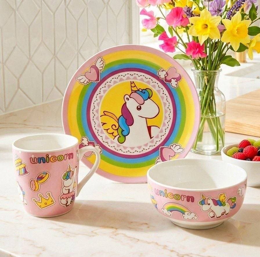 Set vajilla unicornio