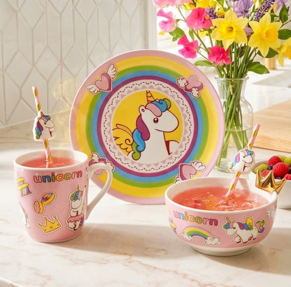 Set vajilla unicornio