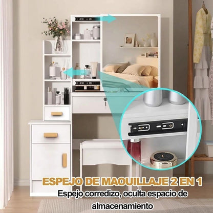 Tocador coqueta espejo deslizante