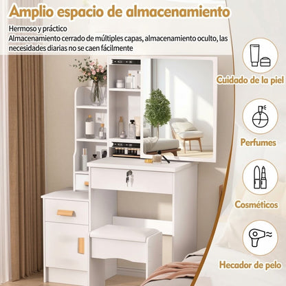 Tocador coqueta espejo deslizante