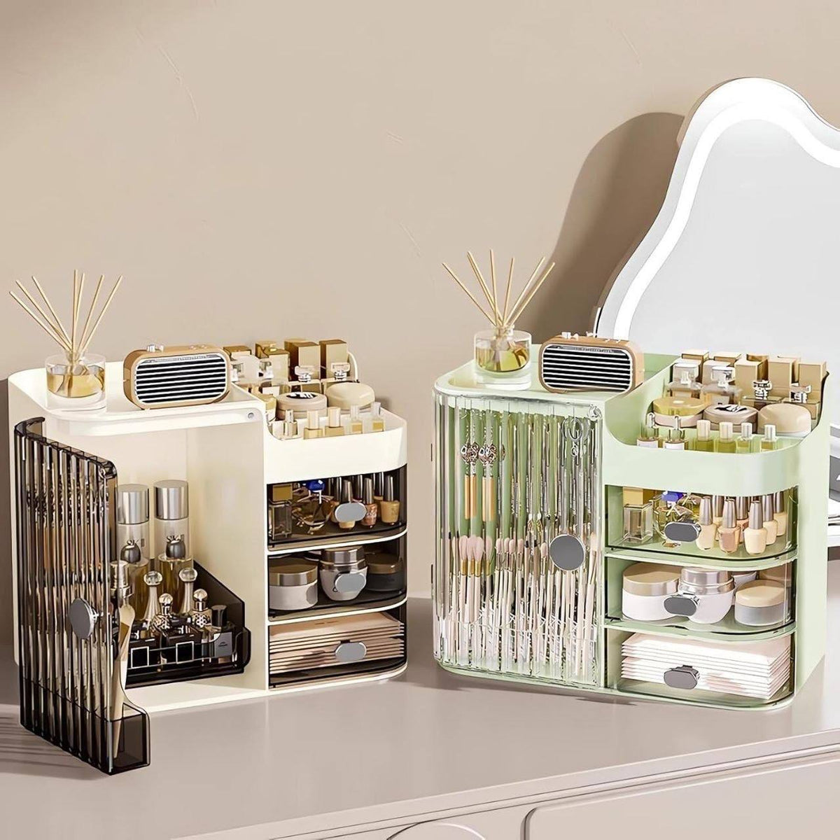 Organizador de maquillaje con espejo