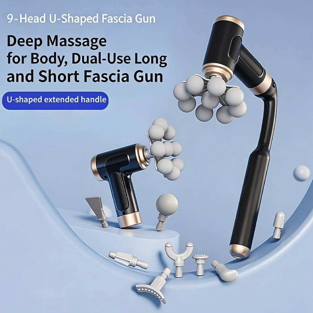 Pistola de Masaje Muscular Dual-Use (9 Cabezales)