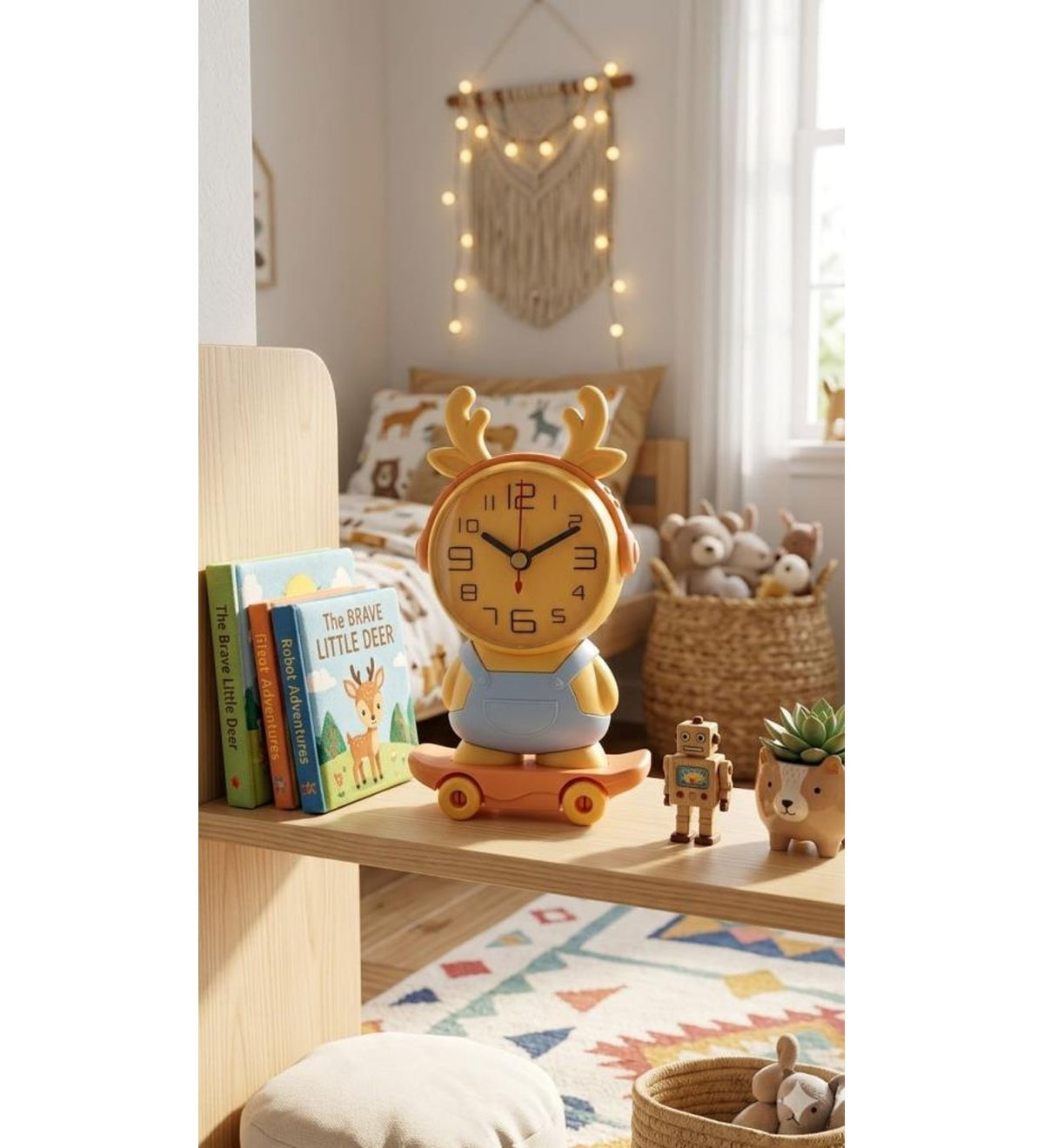 Lámpara de noche de luna con diseño de reloj