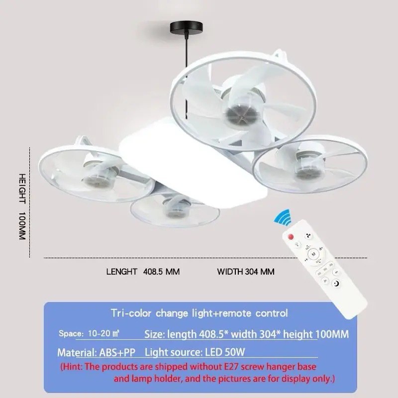 Lámpara ventilador estilo dron