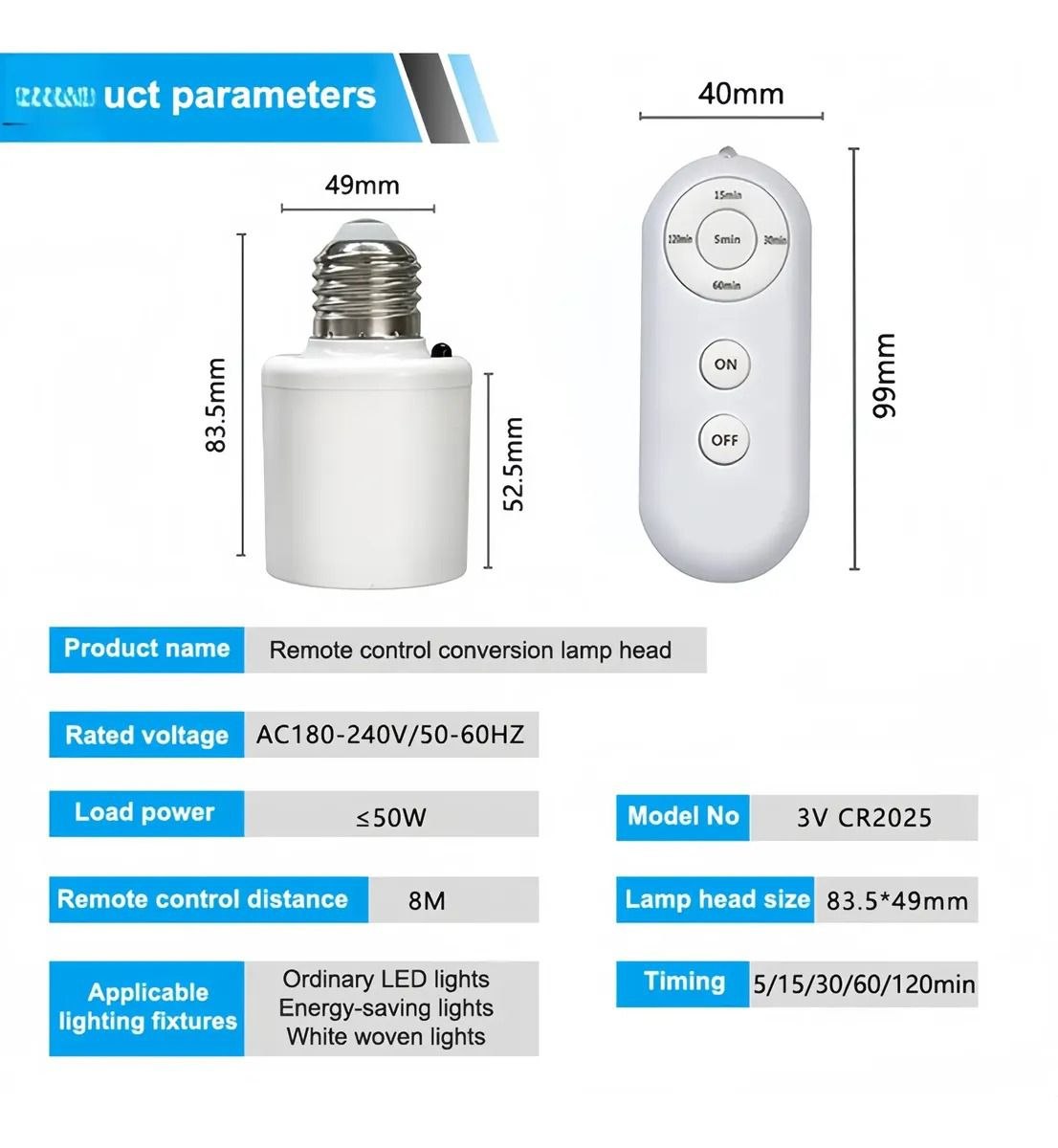 Portalámparas con control remoto