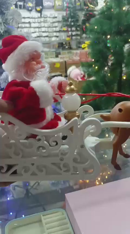 Adorno navideño Santa Claus en trineo