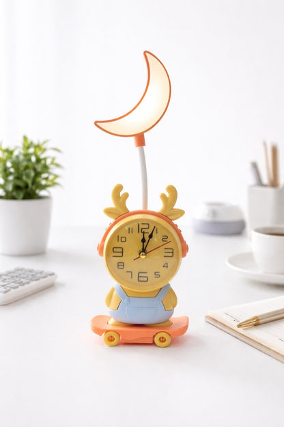 Lámpara de noche de luna con diseño de reloj